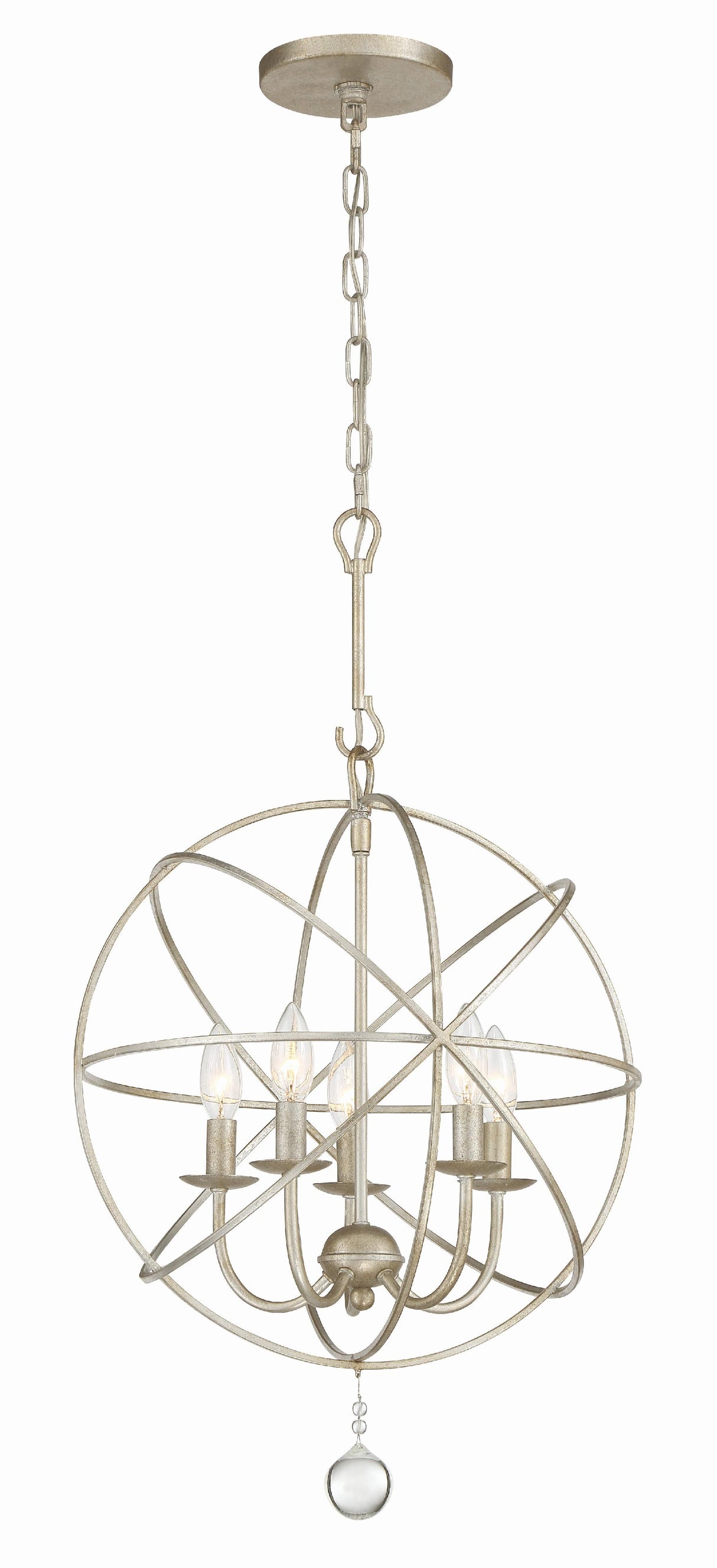 Crystorama Solaris 5 Light Olde Silver Mini Chandelier