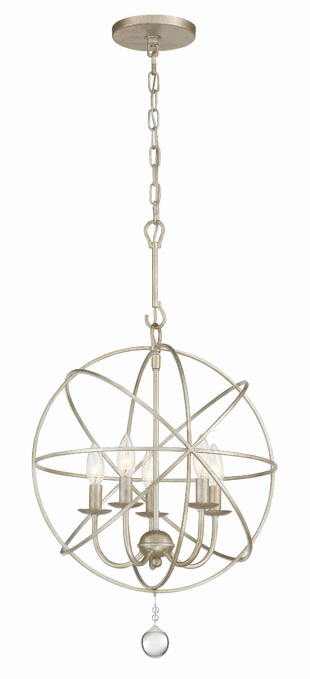Crystorama Solaris 5 Light Olde Silver Mini Chandelier