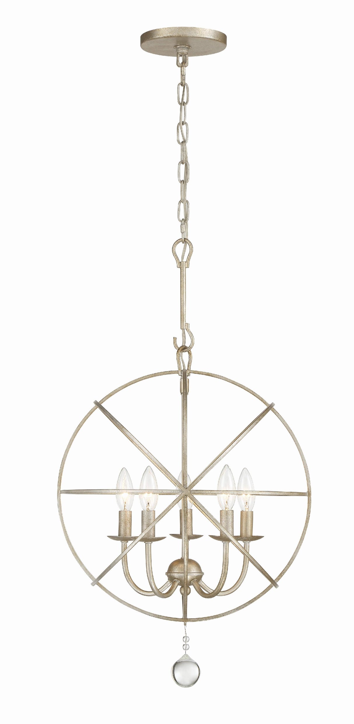 Crystorama Solaris 5 Light Olde Silver Mini Chandelier