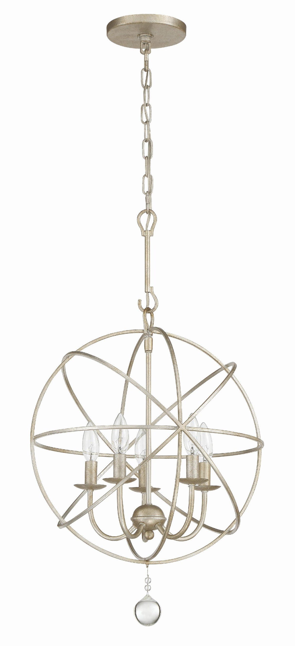Crystorama Solaris 5 Light Olde Silver Mini Chandelier