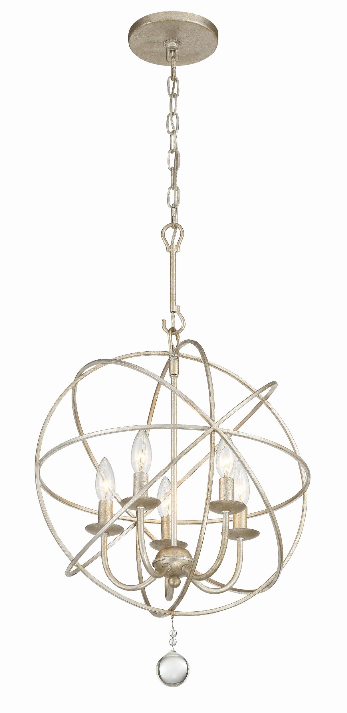 Crystorama Solaris 5 Light Olde Silver Mini Chandelier
