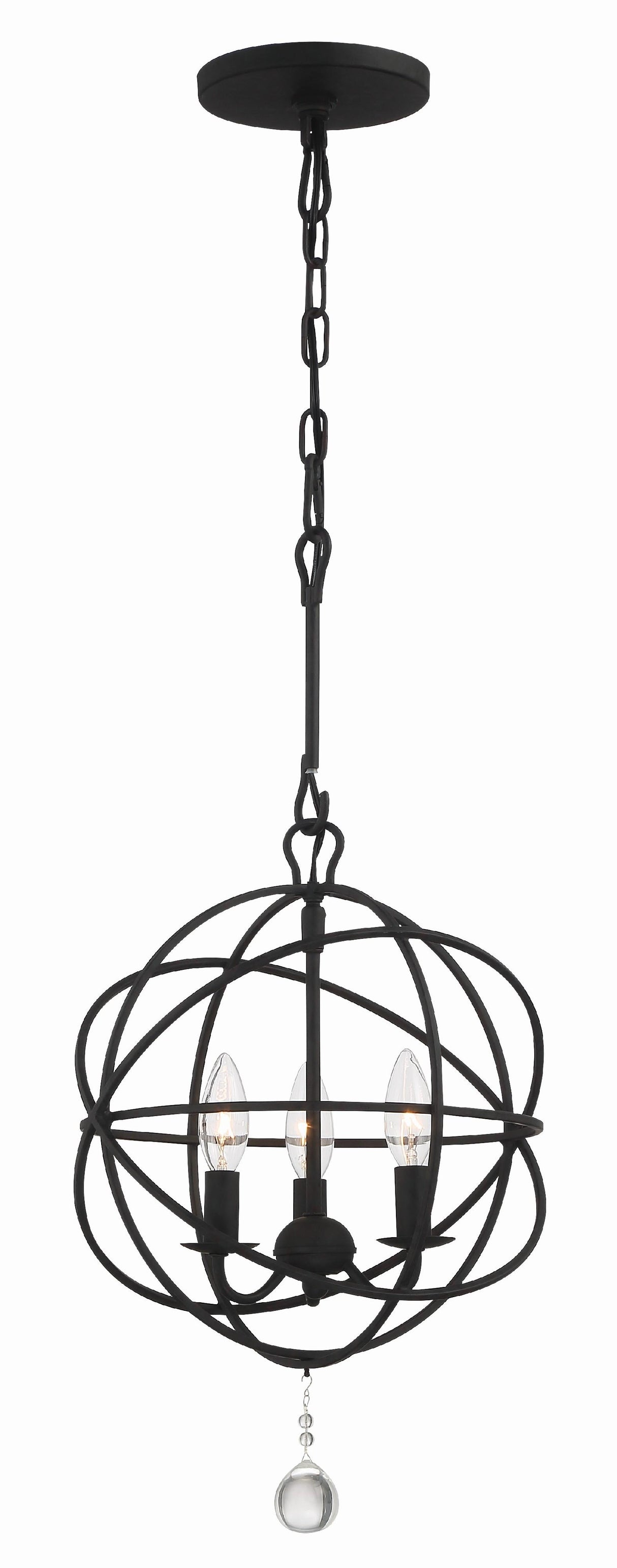 Crystorama Solaris 3 Light Black Mini Chandelier