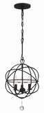 Crystorama Solaris 3 Light Black Mini Chandelier