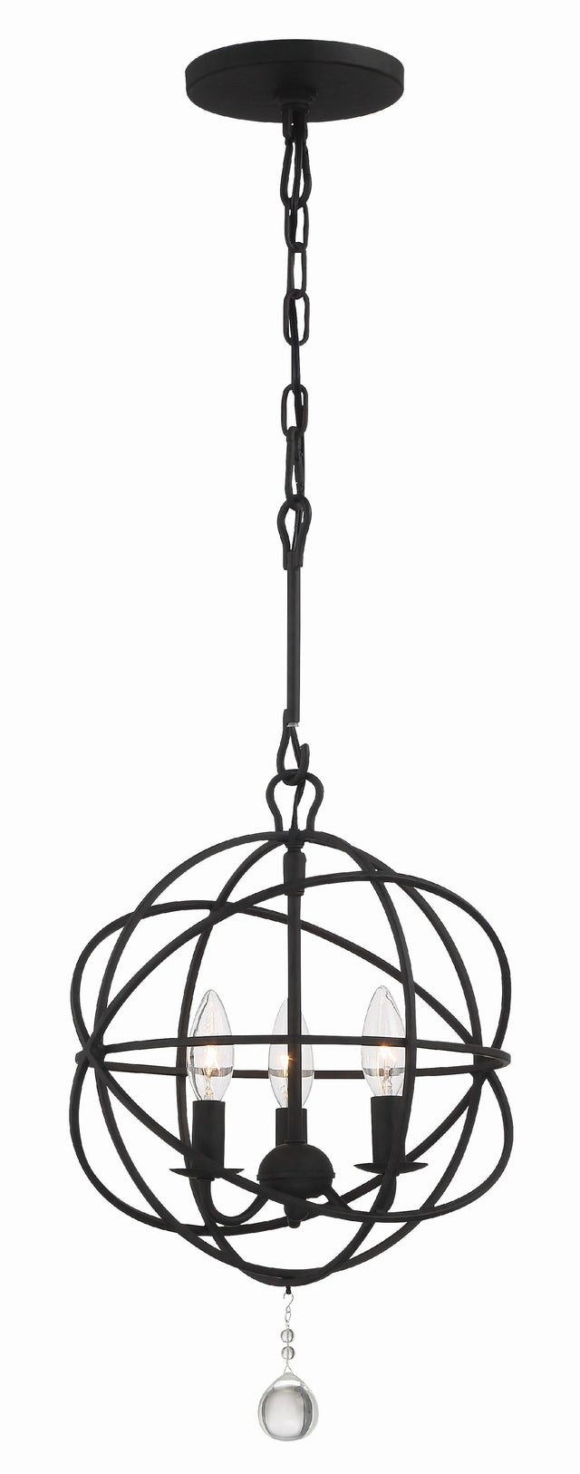 Crystorama Solaris 3 Light Black Mini Chandelier