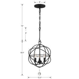 Crystorama Solaris 3 Light Black Mini Chandelier