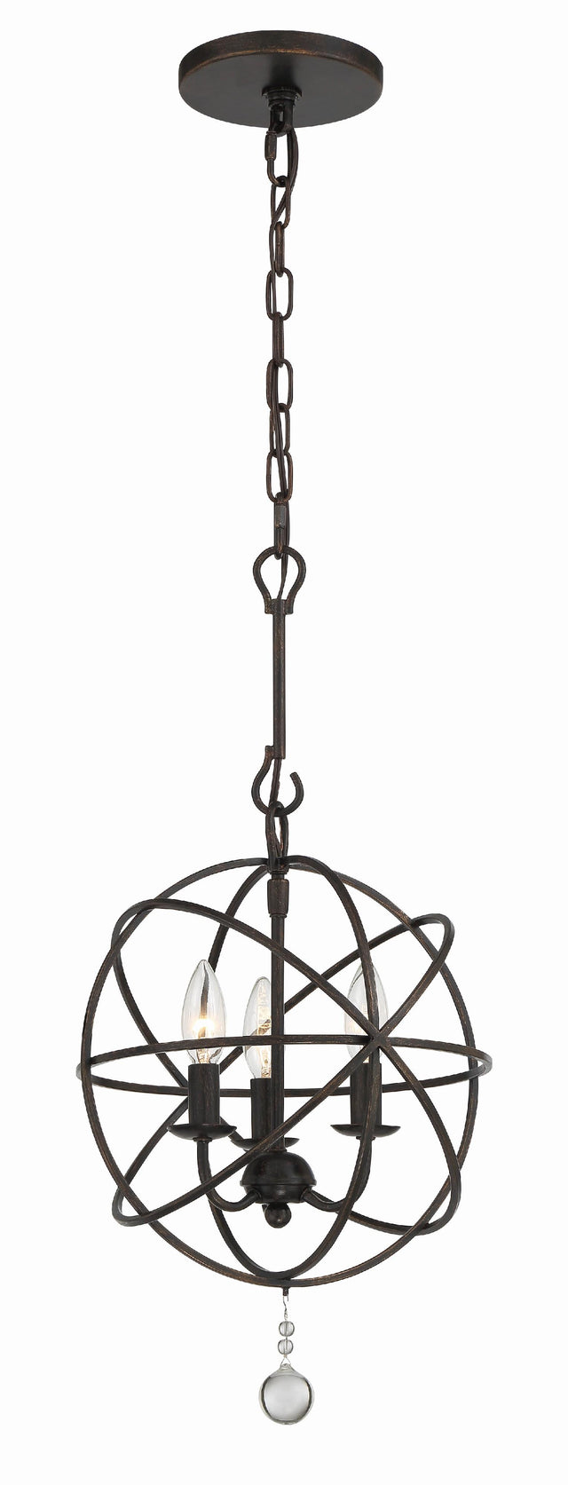 Crystorama Solaris 3 Light English Bronze Mini Chandelier
