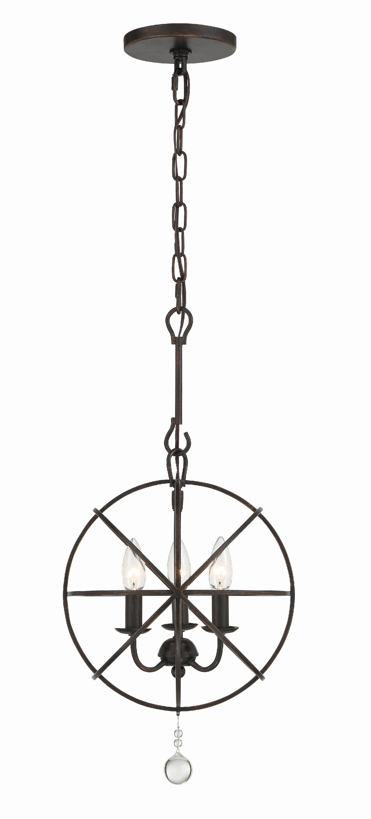 Crystorama Solaris 3 Light English Bronze Mini Chandelier