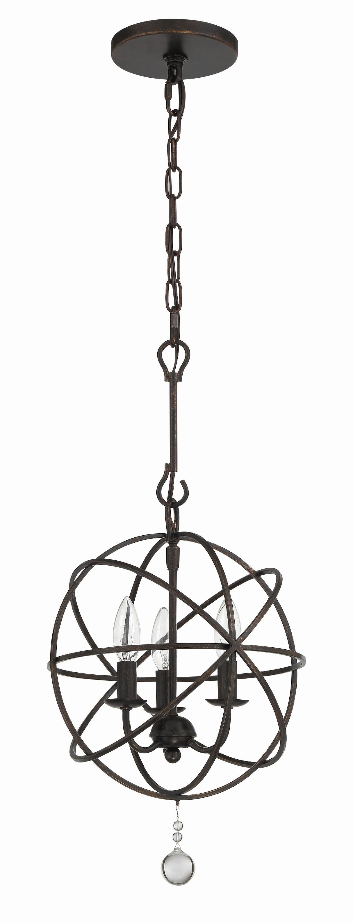 Crystorama Solaris 3 Light English Bronze Mini Chandelier