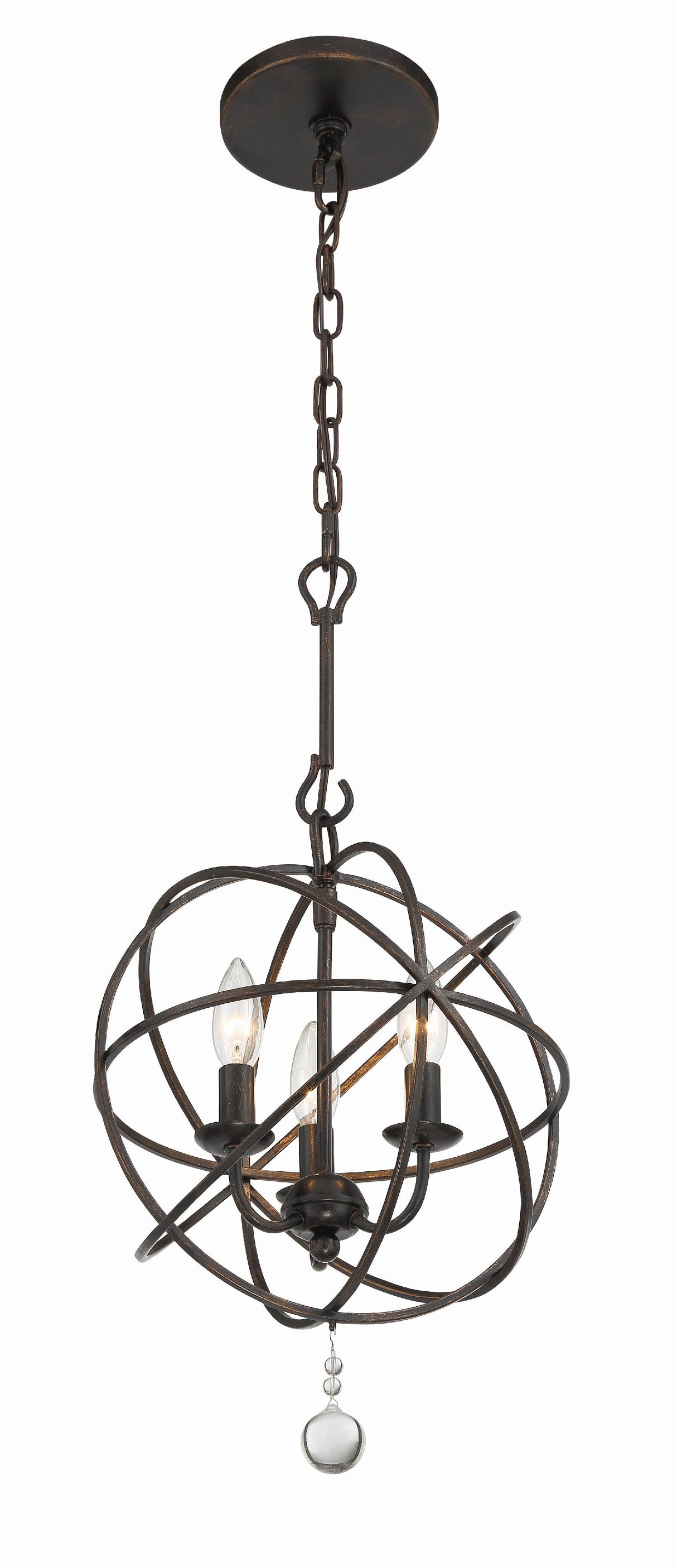 Crystorama Solaris 3 Light English Bronze Mini Chandelier