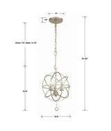 Crystorama Solaris 3 Light Olde Silver Mini Chandelier