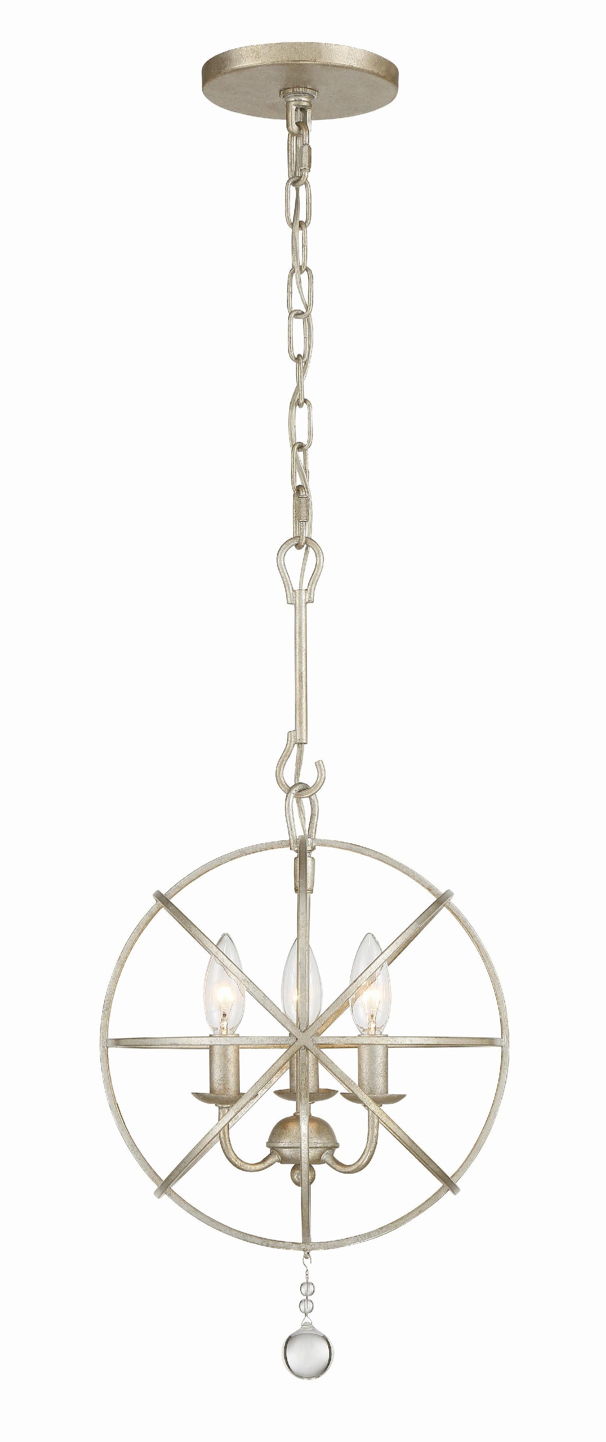 Crystorama Solaris 3 Light Olde Silver Mini Chandelier