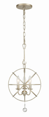 Crystorama Solaris 3 Light Olde Silver Mini Chandelier