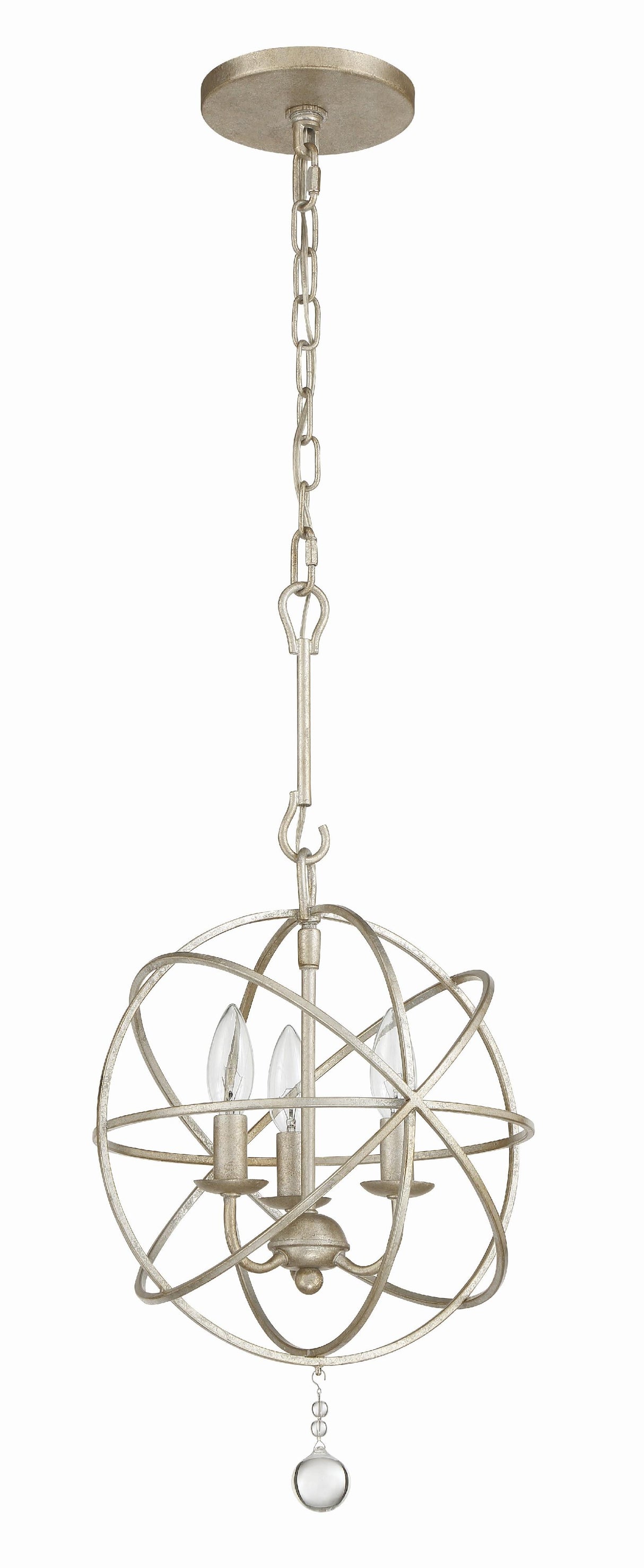 Crystorama Solaris 3 Light Olde Silver Mini Chandelier