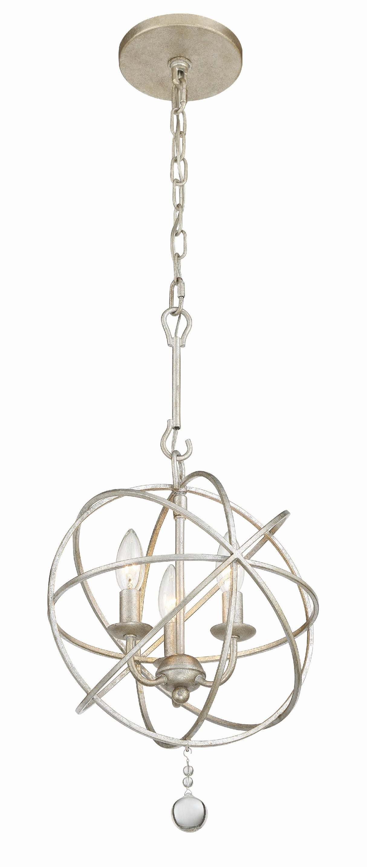 Crystorama Solaris 3 Light Olde Silver Mini Chandelier