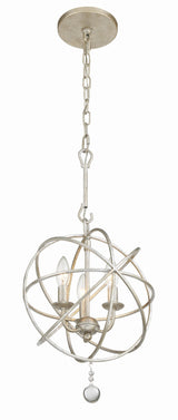 Crystorama Solaris 3 Light Olde Silver Mini Chandelier