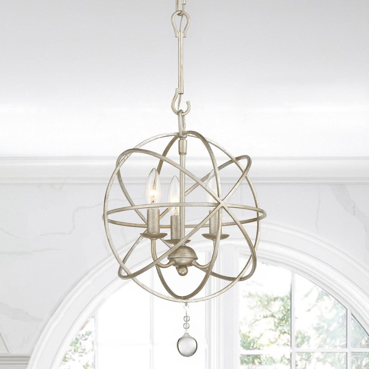 Crystorama Solaris 3 Light Olde Silver Mini Chandelier