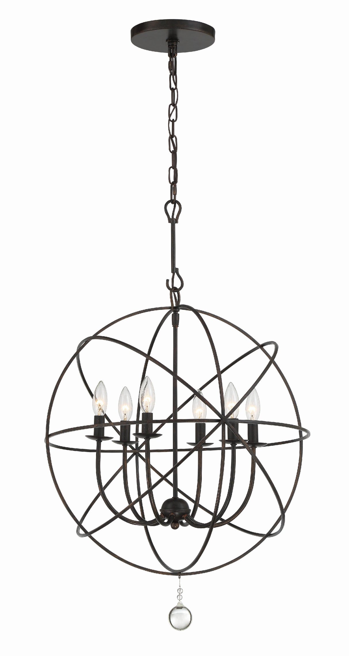 Crystorama Solaris 6 Light English Bronze Sphere Chandelier