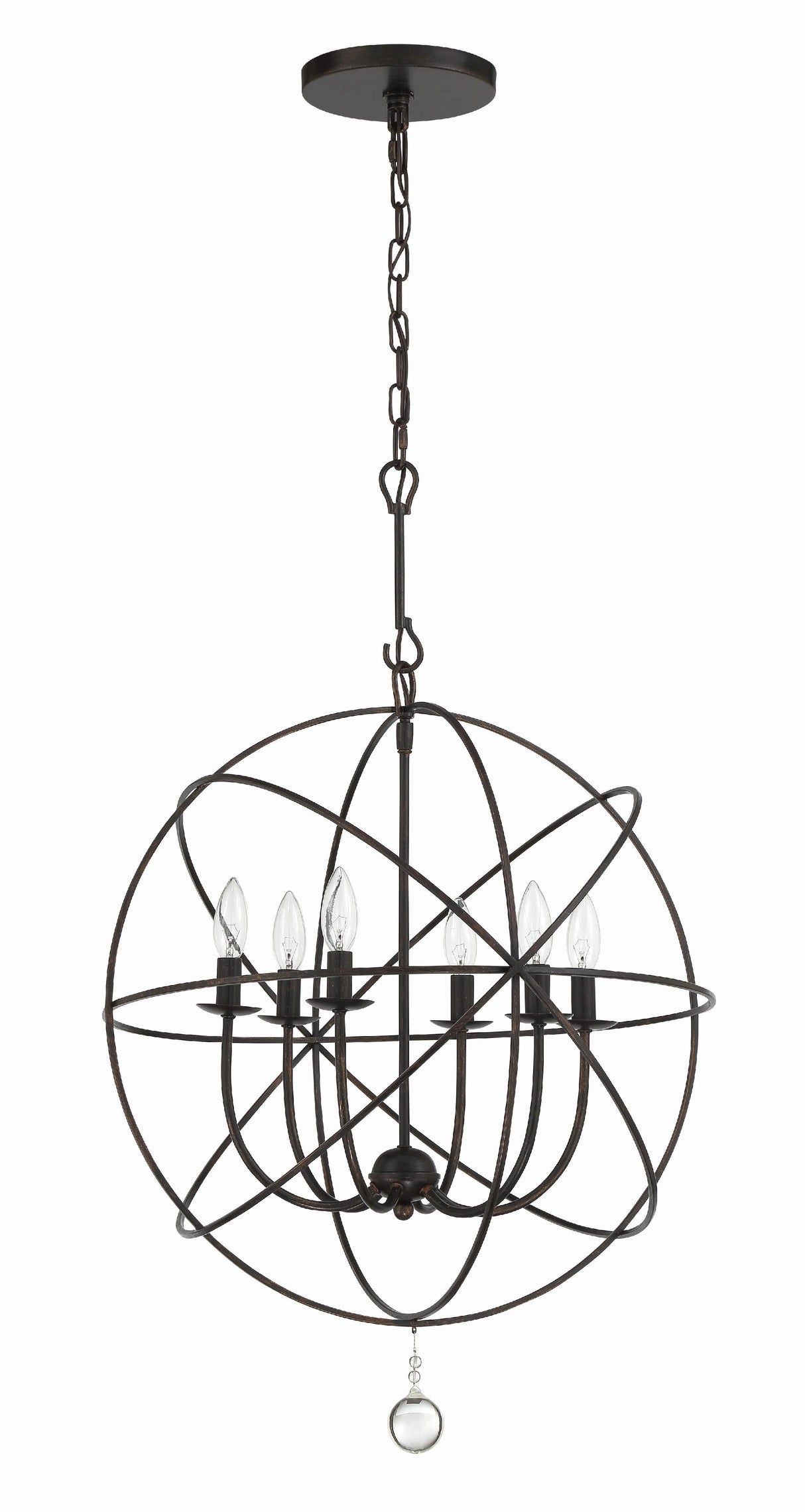 Crystorama Solaris 6 Light English Bronze Sphere Chandelier
