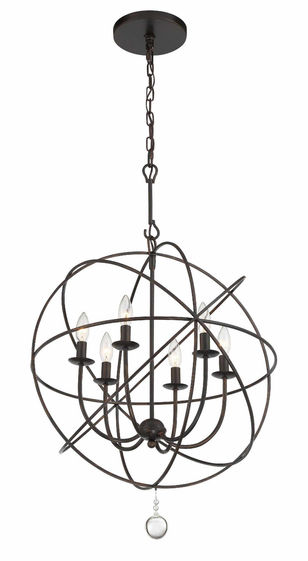 Crystorama Solaris 6 Light English Bronze Sphere Chandelier