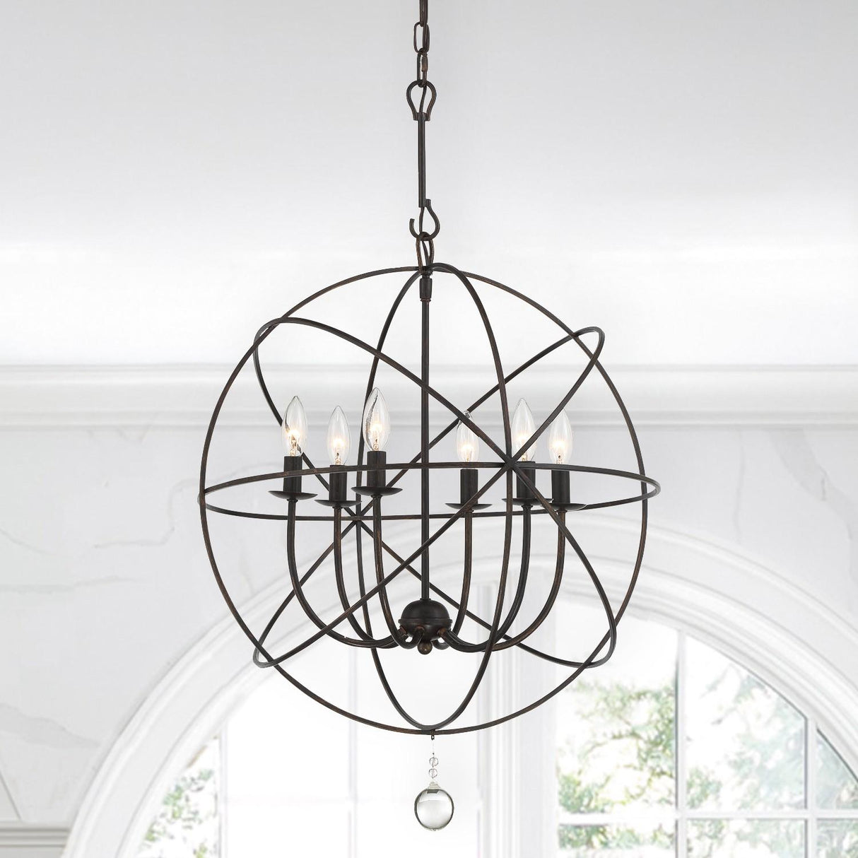 Crystorama Solaris 6 Light English Bronze Sphere Chandelier