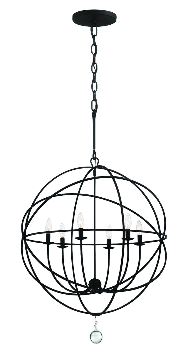 Crystorama Solaris 6 Light Black Chandelier