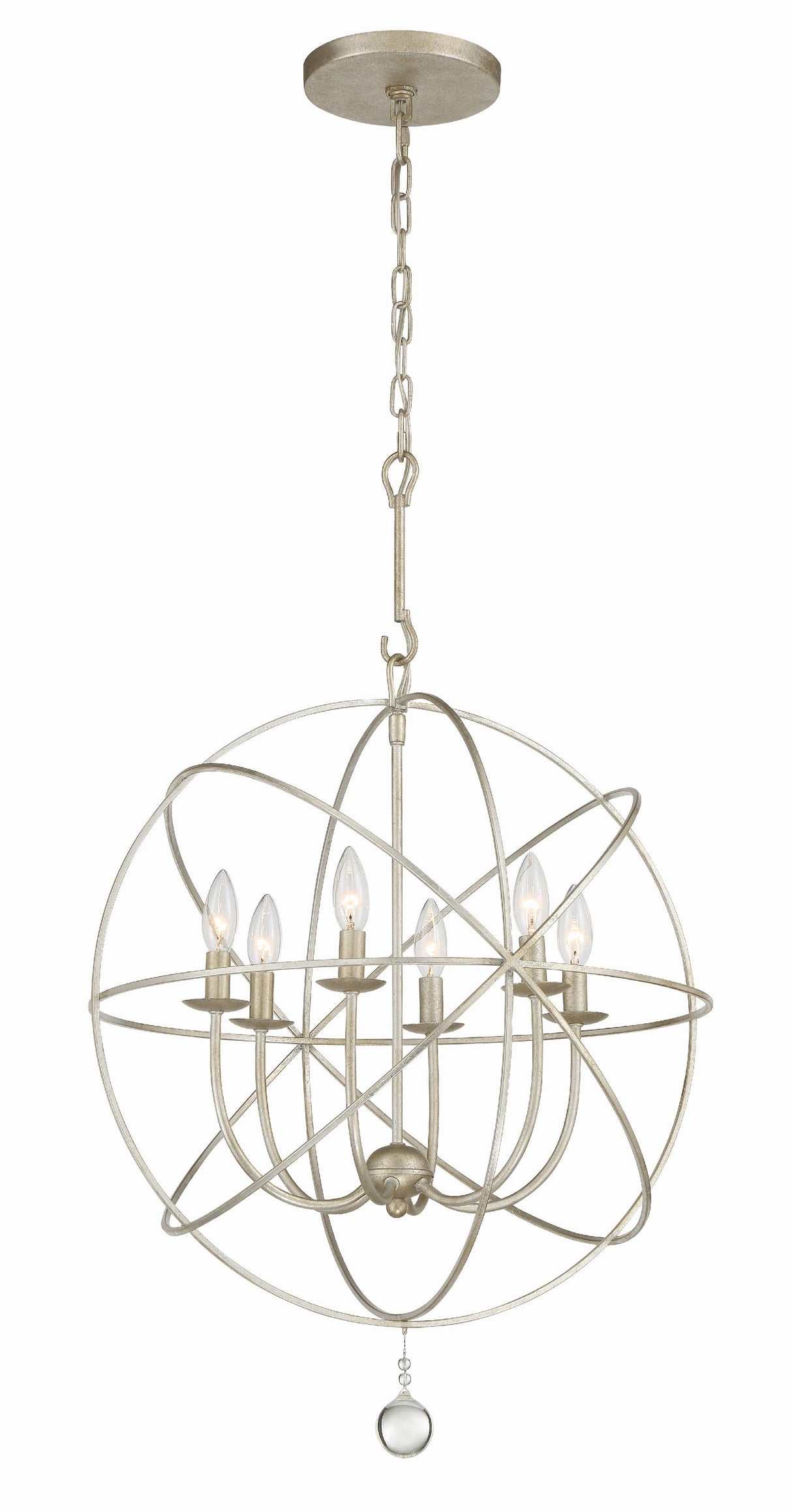 Crystorama Solaris 6 Light Olde Silver Sphere Chandelier