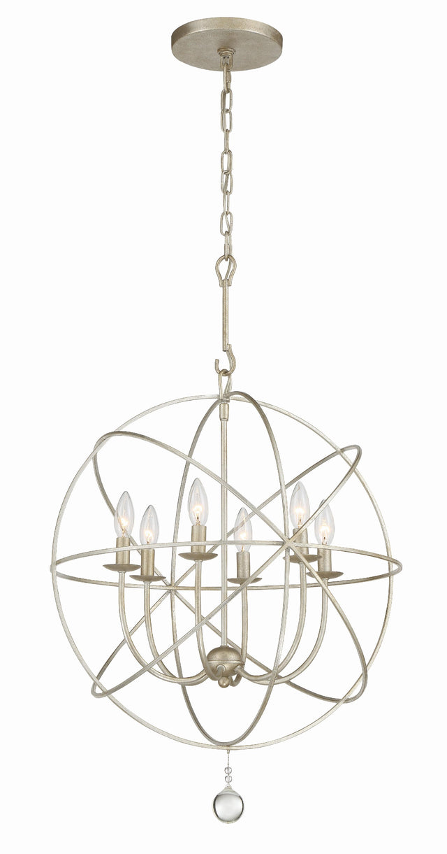 Crystorama Solaris 6 Light Olde Silver Sphere Chandelier