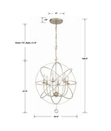 Crystorama Solaris 6 Light Olde Silver Sphere Chandelier