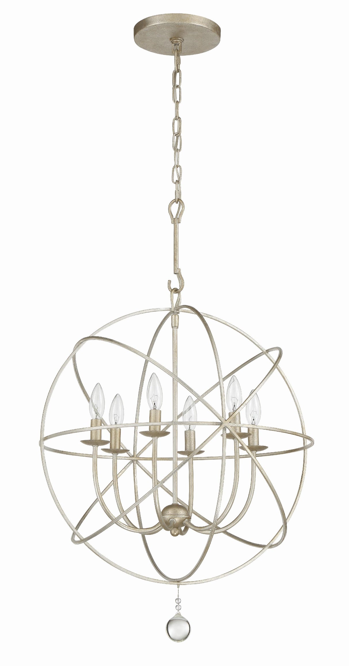 Crystorama Solaris 6 Light Olde Silver Sphere Chandelier