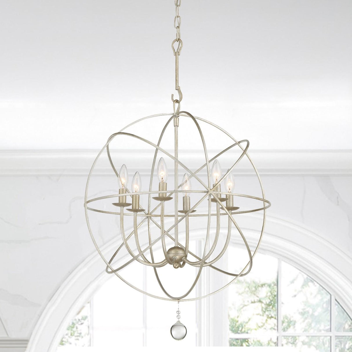 Crystorama Solaris 6 Light Olde Silver Sphere Chandelier