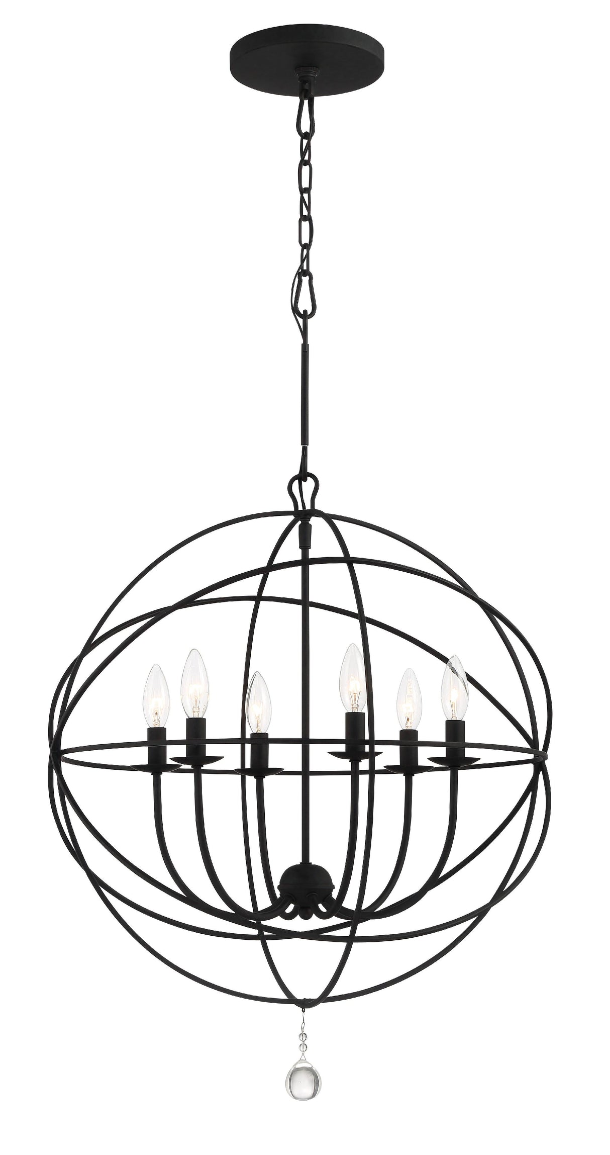 Crystorama Solaris 6 Light Black Sphere Chandelier