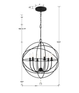 Crystorama Solaris 6 Light Black Sphere Chandelier