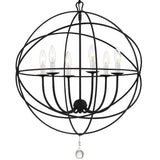 Crystorama Solaris 6 Light Black Sphere Chandelier