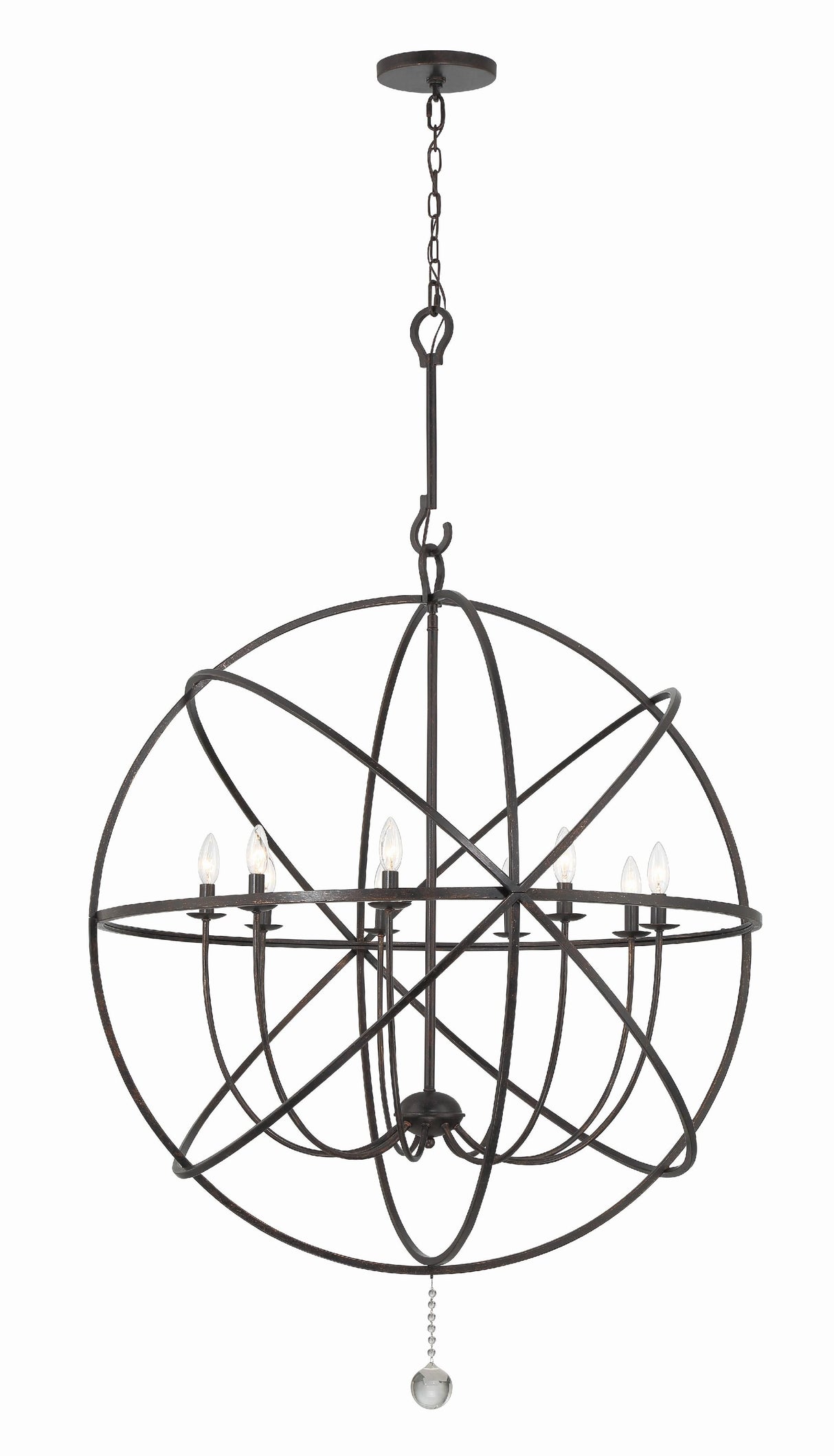 Crystorama Solaris 9 Light English Bronze Sphere Chandelier