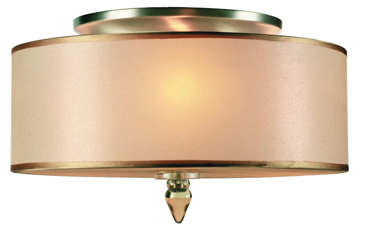 Crystorama Luxo 3 Light Drum Shade Antique Brass Flush Mount