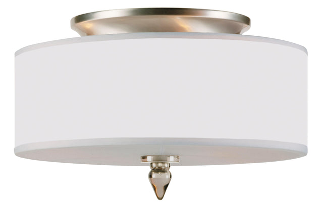 Crystorama Luxo 3 Light Drum Shade Satin Nickel Flush Mount