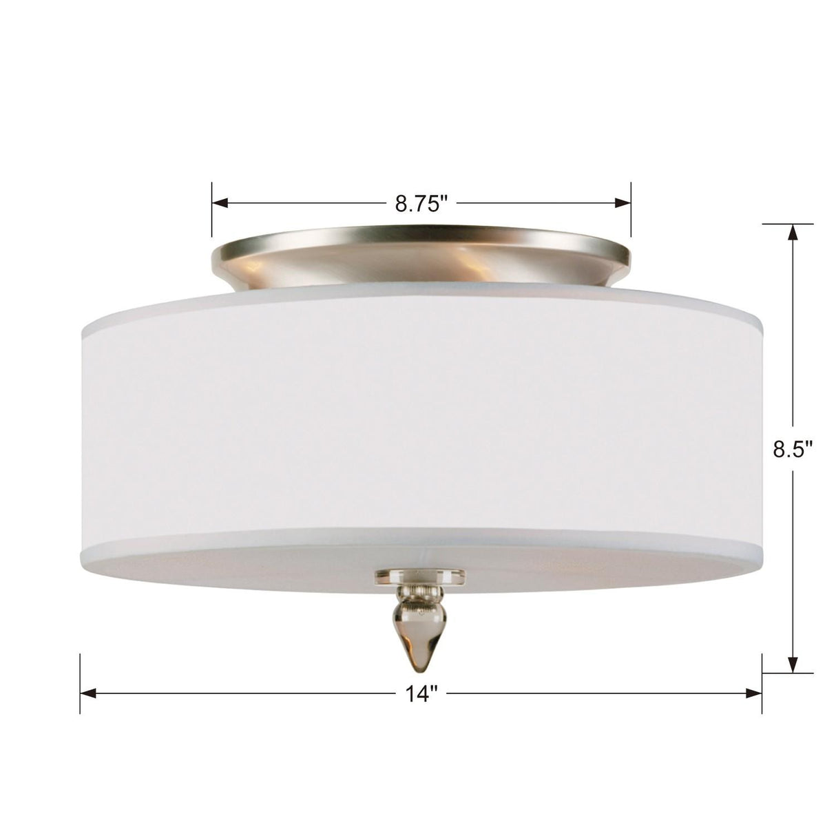 Crystorama Luxo 3 Light Drum Shade Satin Nickel Flush Mount