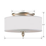Crystorama Luxo 3 Light Drum Shade Satin Nickel Flush Mount