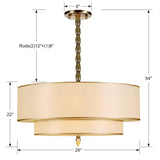 Crystorama Luxo 5 Light Drum Shade Antique Brass Chandelier