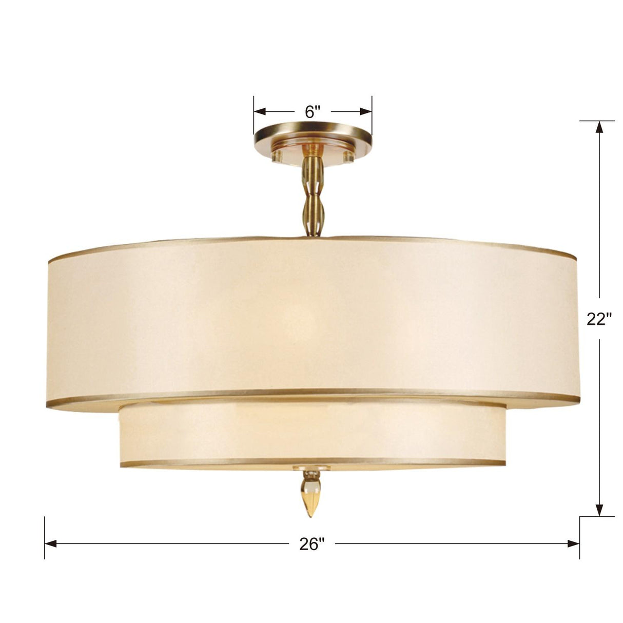 Crystorama Luxo 5 Light Antique Brass Semi Flush Mount