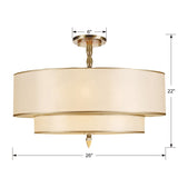 Crystorama Luxo 5 Light Antique Brass Semi Flush Mount
