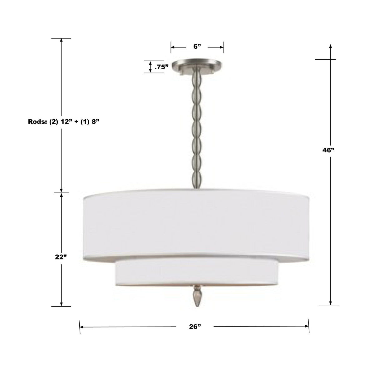 Crystorama Luxo 5 Light Drum Shade Satin Nickel Chandelier