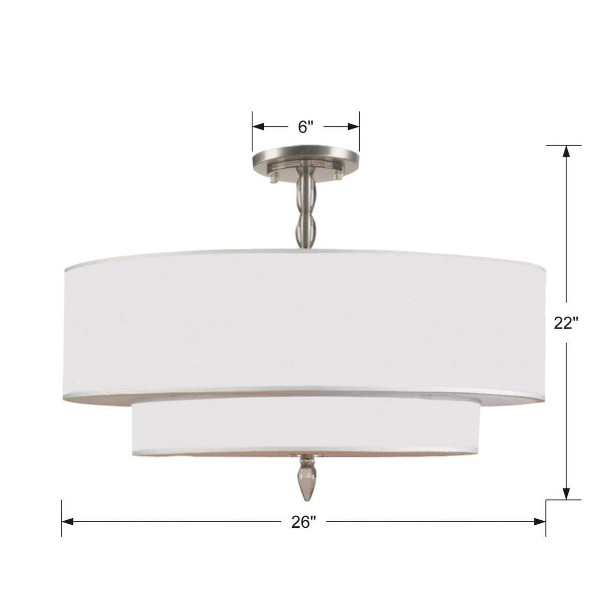 Crystorama Luxo 5 Light Satin Nickel Semi Flush Mount