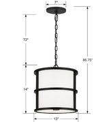 Crystorama Brian Patrick Flynn Hulton 3 Light Matte Black Mini Pendant