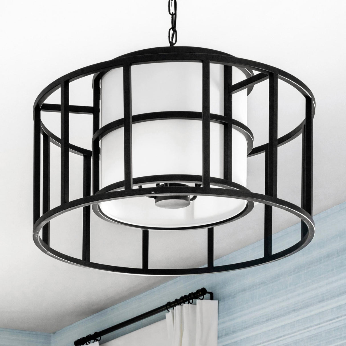 Crystorama Brian Patrick Flynn Hulton 5 Light Matte Black Lantern Chandelier