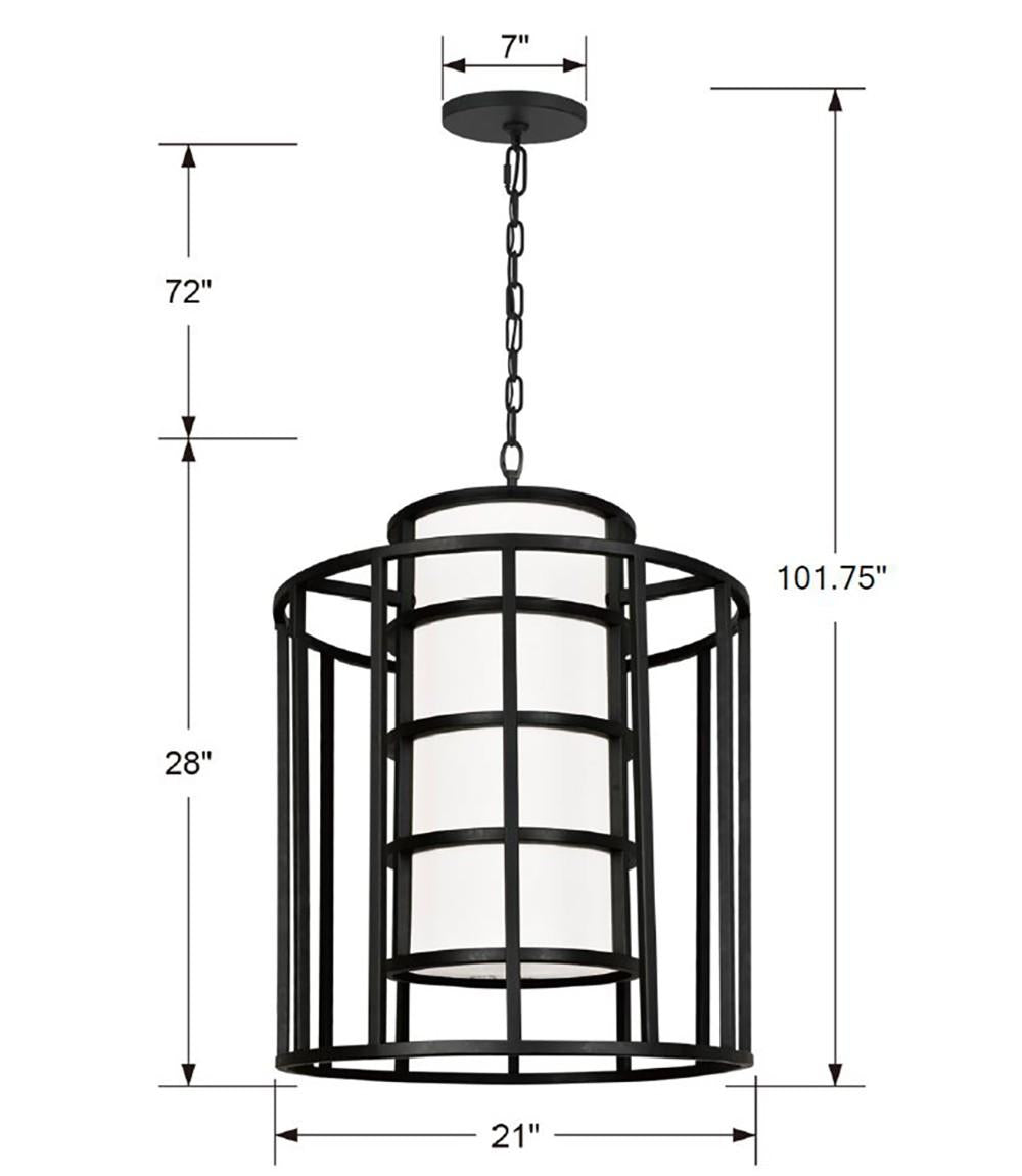 Crystorama Brian Patrick Flynn Hulton 6 Light Matte Black Lantern Chandelier