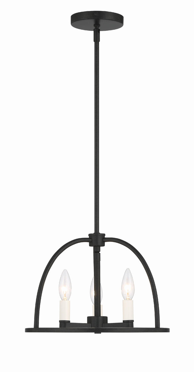 Crystorama Abbott 3 Light Black Mini Chandelier
