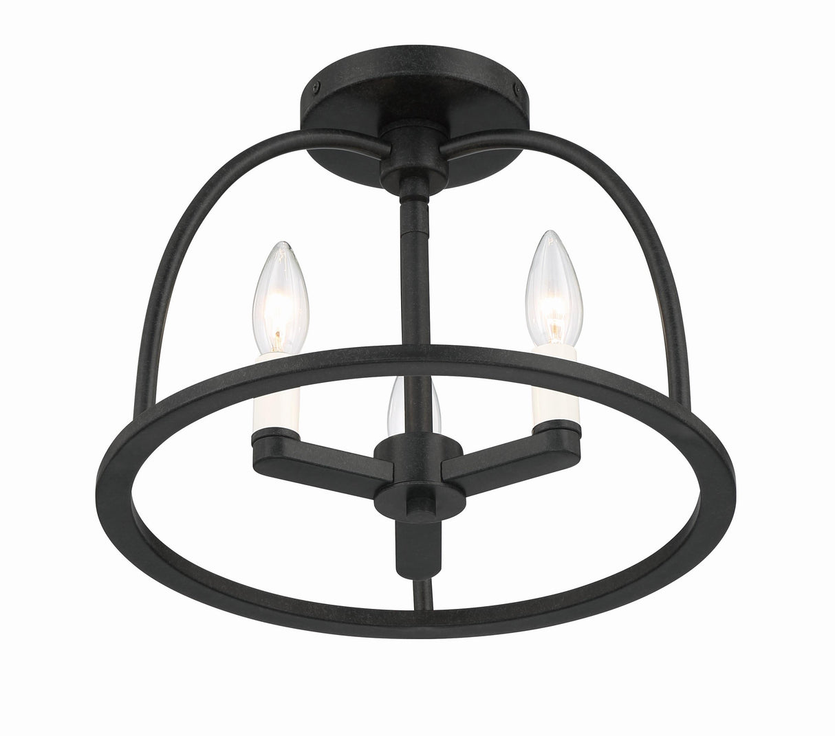 Crystorama Abbott 3 Light Black Semi Flush Mount