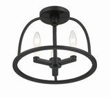 Crystorama Abbott 3 Light Black Semi Flush Mount