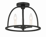 Crystorama Abbott 3 Light Black Semi Flush Mount